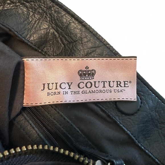 Juicy Couture Vintage Black Leather Shoulder/Crossbody Tassel Bag Y2K - Picture 7 of 8